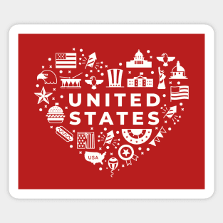 American Icons in a Heart Shape // USA Pride Sticker